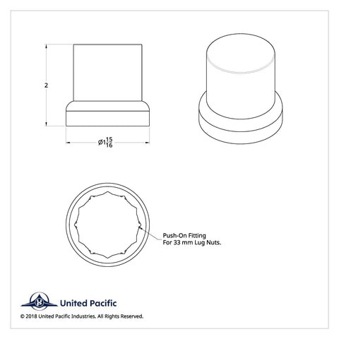 33mm X 2" Chrome Plastic Flat Top Nut Covers With Flange - Push-On (Color Box of 60)