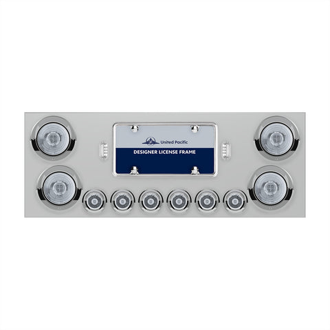 SS Rear Center Panel With Four 13 LED 4" Abyss Light & Six 4 LED 2" Lights & Visors-Red LED/Clear Lens