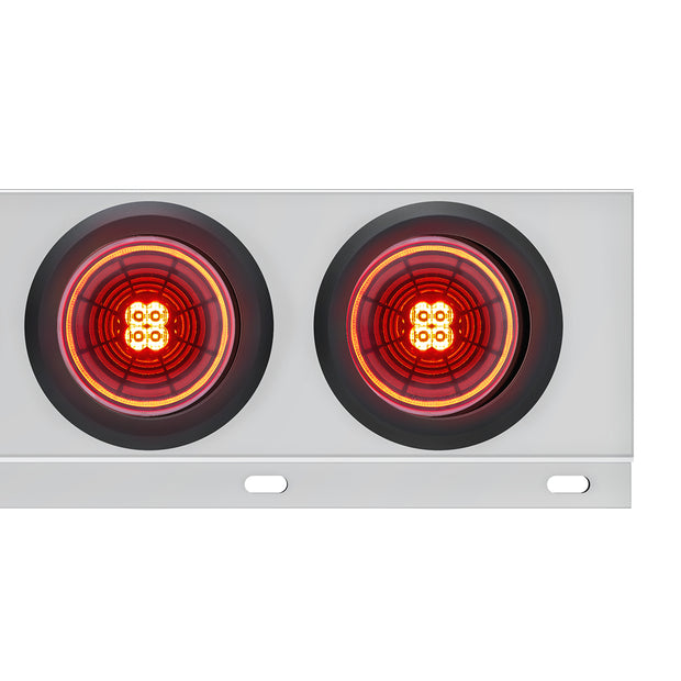 3-3/4" Bolt Pattern SS Spring Loaded Bar With 6X 4" 13 LED Abyss Lights - Red LED/Red Lens (Pair)