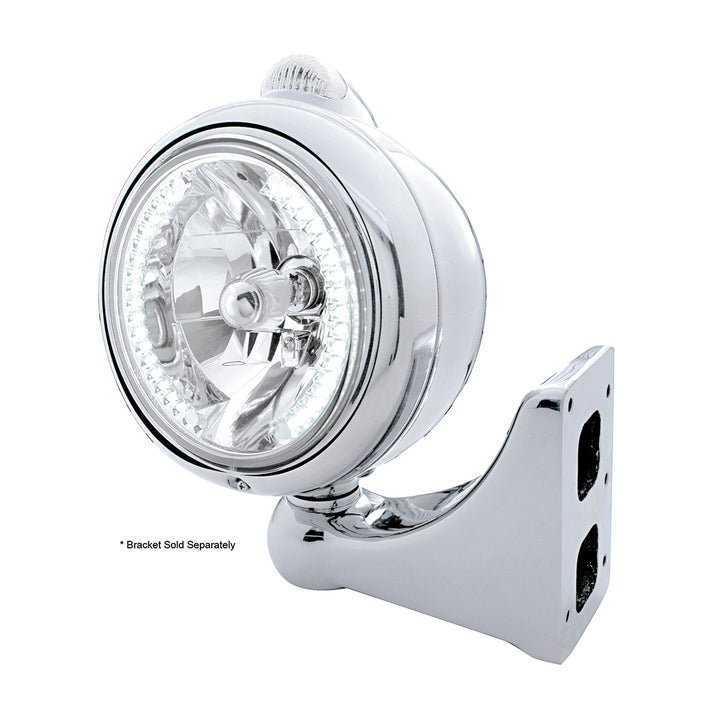 Chrome Guide 682-C Headlight H4 With White LED &amp; Dual Mode LED Signal - Clear Lens