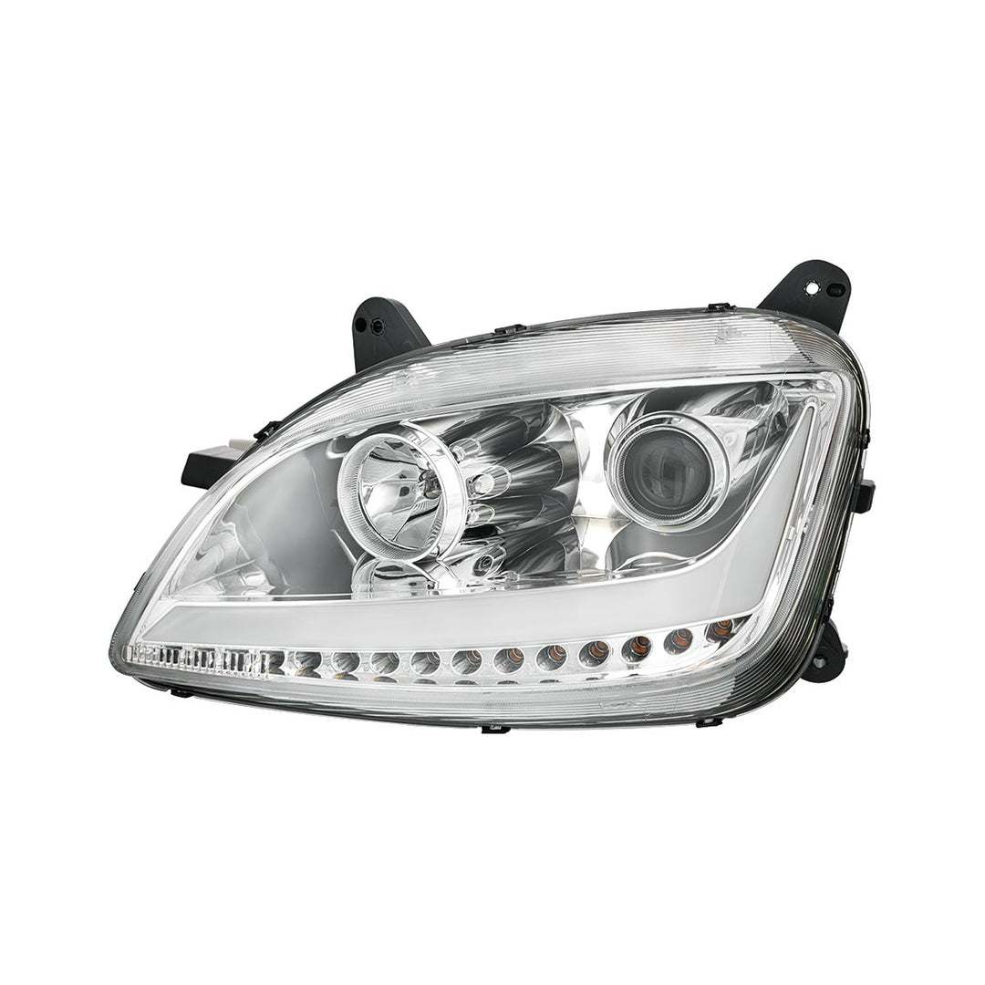 Chrome Projection Headlight With LED Position Light &amp; Sequential Signal For 2012-2021 Peterbilt 579- Driver