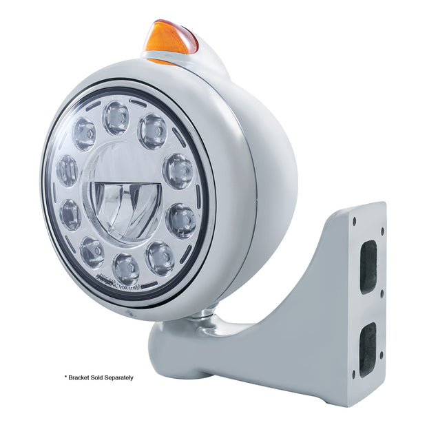 Chrome Guide 682-C Headlight 11 LED Bulb & Original Style LED Signal - Amber Lens