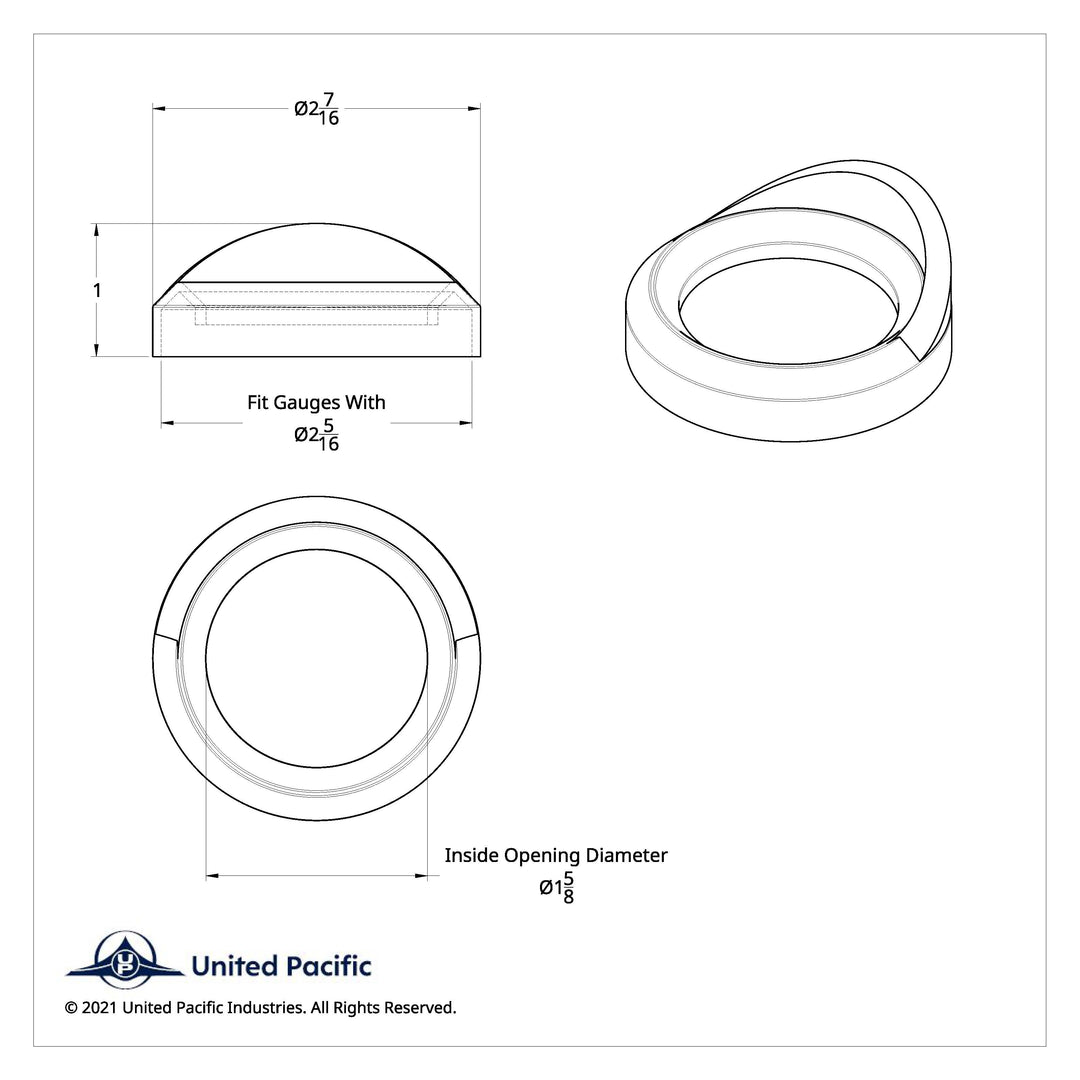 Chrome Plastic Small Gauge Bezel With Visor For 1996-2010 Freightliner Century