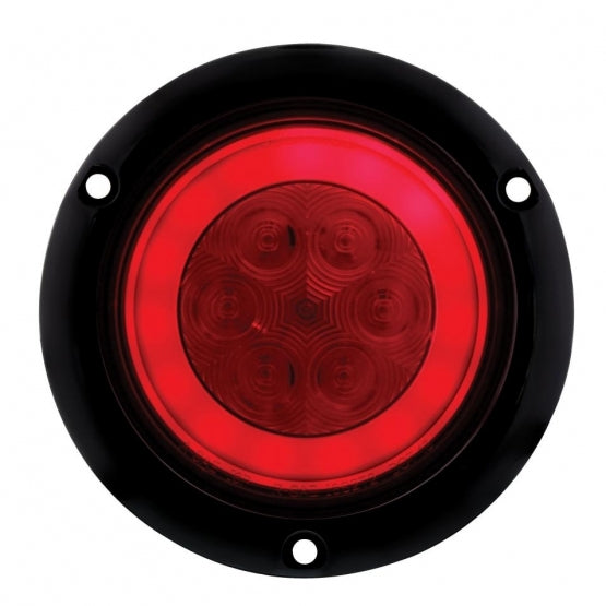 21 LED 4" Round Flange Mount GloLight (Stop, Turn &amp; Tail) - Red LED/Red Lens