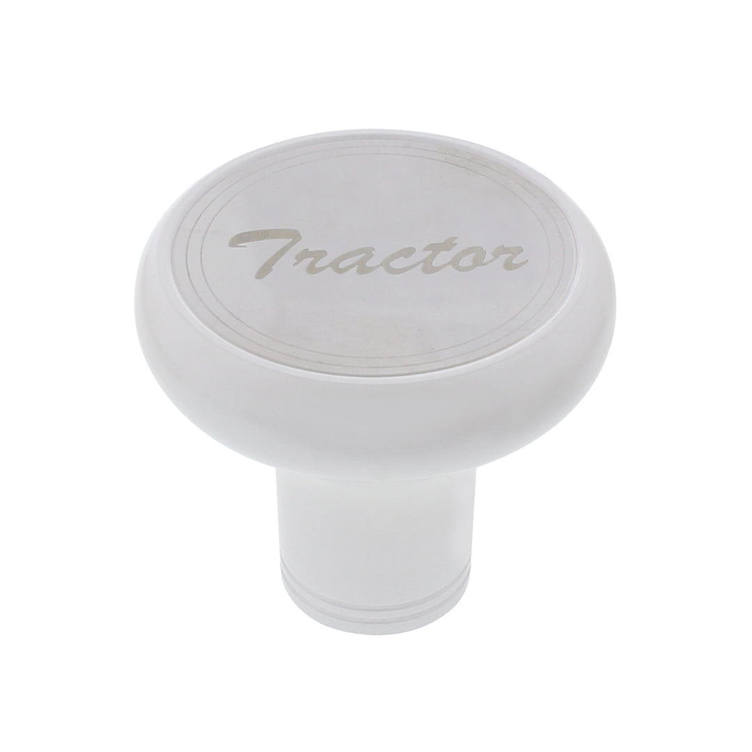 Deluxe Aluminum Screw-On Air Valve Knob With Stainless "Tractor" Plaque - Pearl White