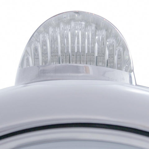 Stainless Steel Guide 682-C Headlight H4 With 6 Amber LED & LED Signal - Clear Lens