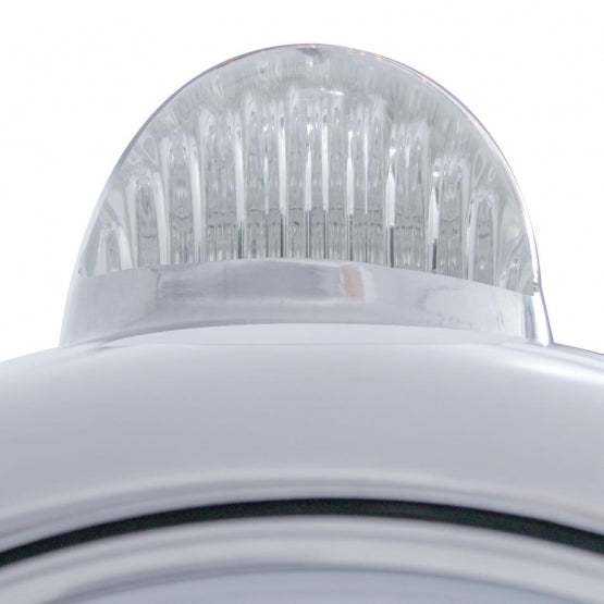Stainless Steel Guide 682-C Headlight H4 With 6 Amber LED & LED Signal - Clear Lens