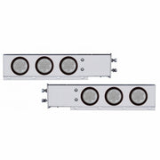 2-1/2" Bolt Pattern Chrome Spring Loaded Bar W/6X 4" 7 LED Lights -Red LED/Clear Lens (Pair)