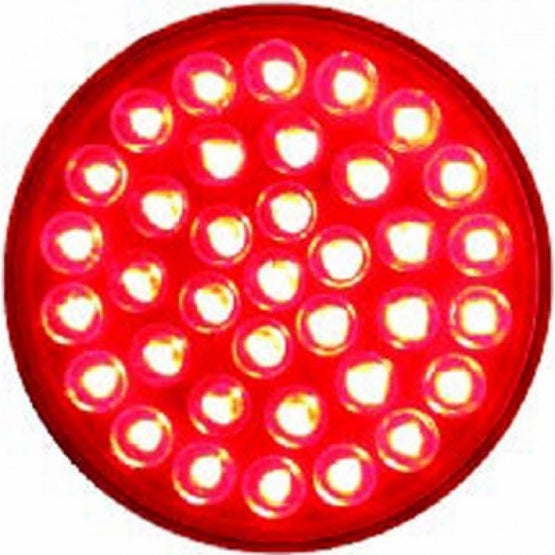 Stainless 1 Piece Rear Light Bar With 6X 36 LED 4" Lights &amp; Bezels - Red LED/Red Lens