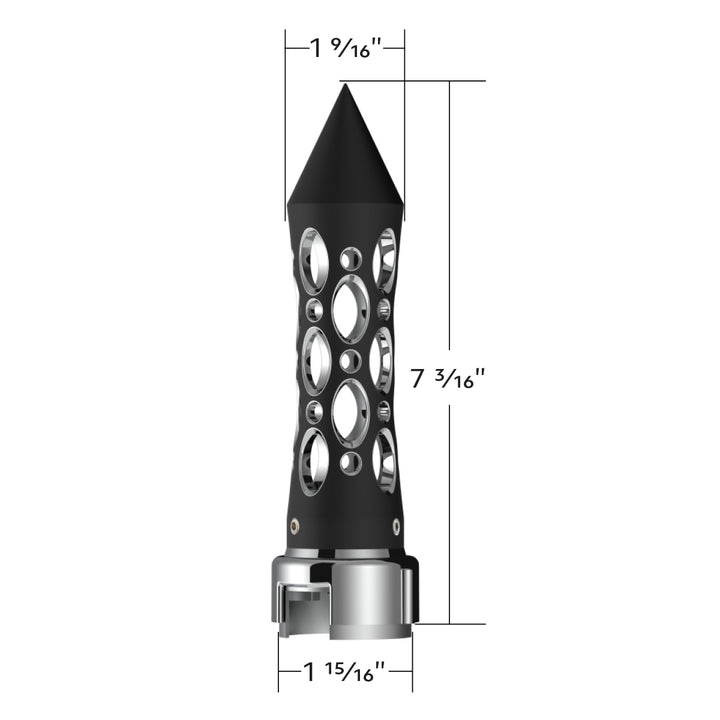 Thread-On Daytona Style Spike Gearshift Knob With 13/15/18 Speed Adapter - Black/Vertical