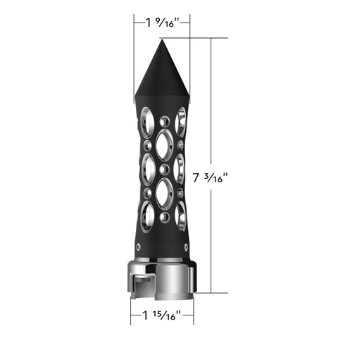 Thread-On Daytona Style Spike Gearshift Knob With 13/15/18 Speed Adapter - Black/Vertical