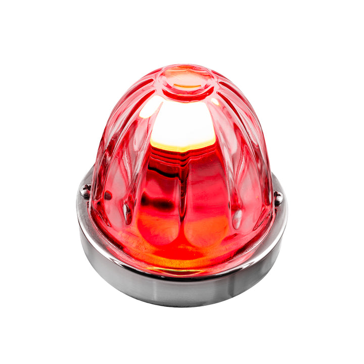 Dual Function Clear Glass Watermelon Flush Mount Kit With LED Bulb - Red