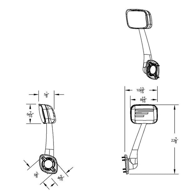 Chrome Hood Mirror Assembly With Sequential LED Turn Signal For 2008-2017 Freightliner Cascadia - Driver