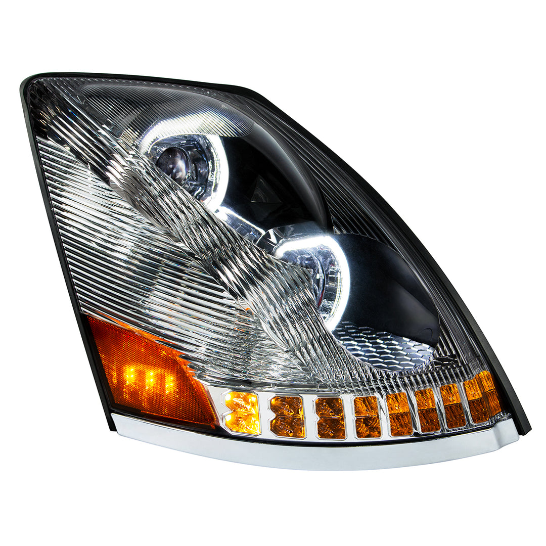 Chrome 10 LED Headlight For 2003-2017 Volvo VN/VNL - Passenger Side