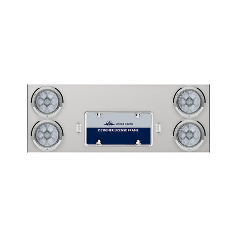 33-3/4" Stainless Rear Center Panel With Four 7 LED 4" Light & Bezel - Red LED/Clear Lens - Competition Series