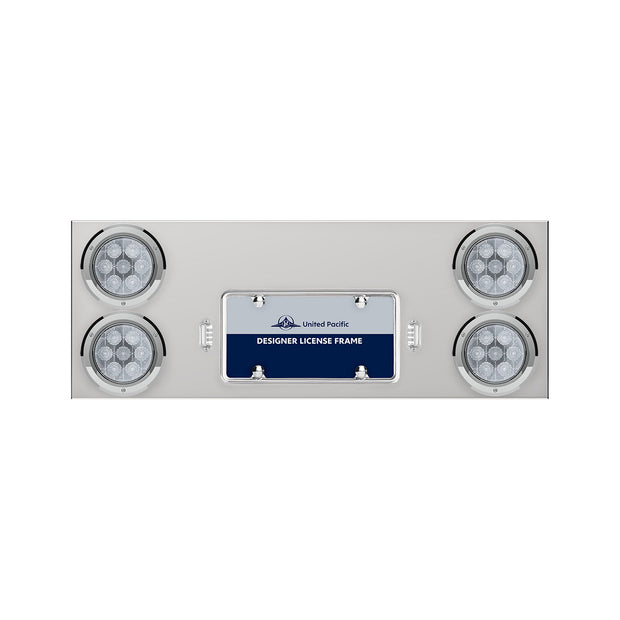 33-3/4" Stainless Rear Center Panel With Four 7 LED 4" Light & Bezel - Red LED/Clear Lens - Competition Series