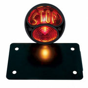 Black 1928 Ford STOP style Tail Light Assembly With Horizontal Mounting Bracket For Motorcycle