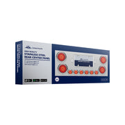 SS Rear Center Panel With 4X 7 LED 4" Reflector Lights & 6X 9 LED 2" Lights & Visors -Red LED/Clear Lens