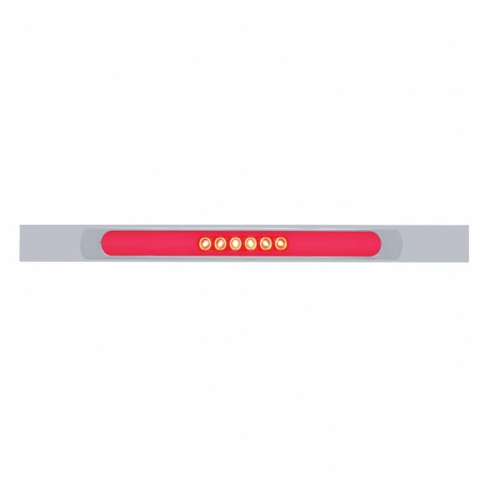 Chrome Top Mud Flap Plate With 28 LED 17" GloLight Bar & Bezel - Red LED/Clear Lens (Each)