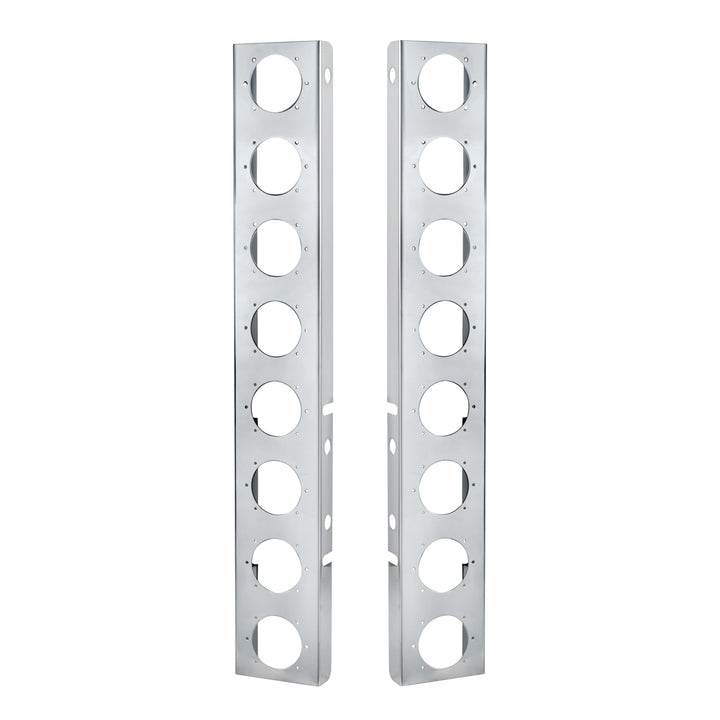 Peterbilt Stainless Front Air Cleaner Bracket Only - 16 Light Cutouts (Pair)