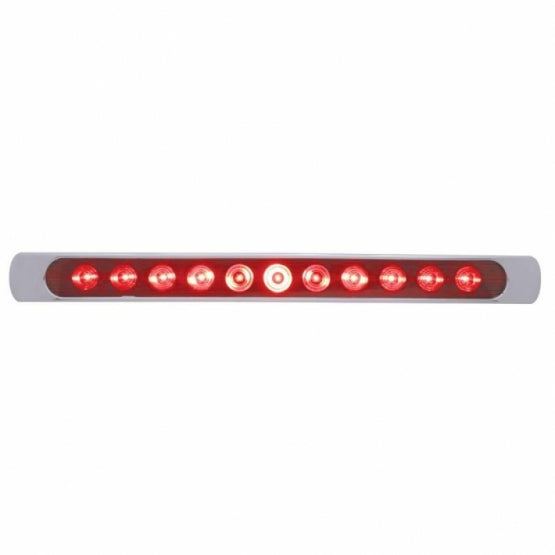 11 LED 17" Light Bar (Stop, Turn &amp; Tail) With Chrome Bezel - Red LED/Red Lens