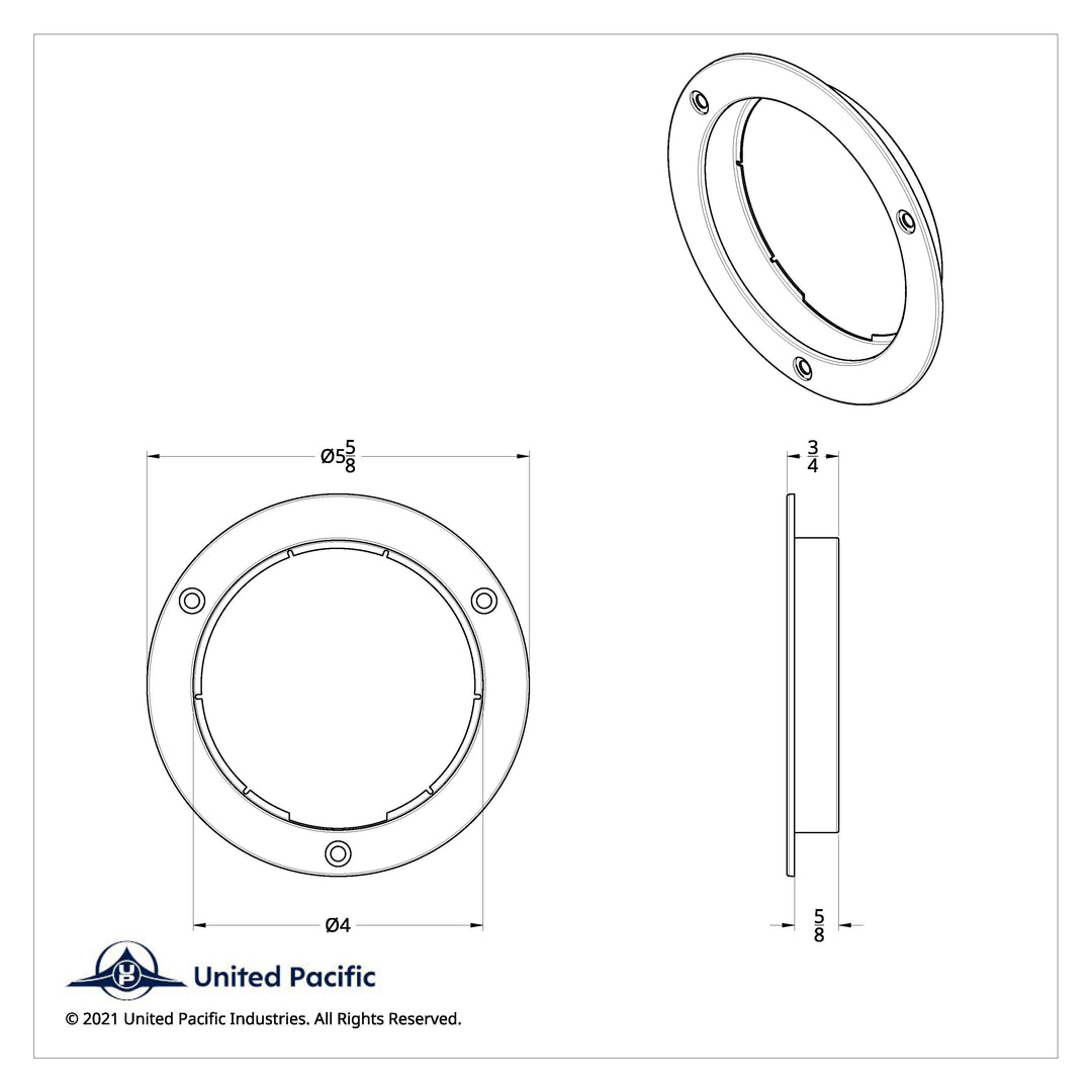 Stainless Steel Mounting Bezel For 4" Round Light (Card) United Pacific 20549