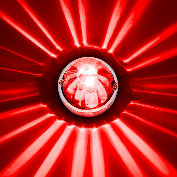 Star-Burst Glass Watermelon Light Flush Mount Kit-Red LED/Clear Lens