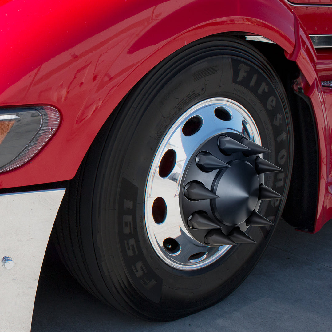 Pointed Front Axle Cover With 33mm Spike Thread-On Nut Covers - Matte Black