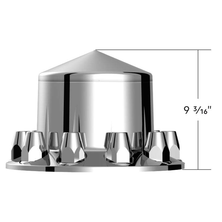 Pointed Rear Axle Cover With 33mm Standard Style Push-On Nut Covers - Chrome