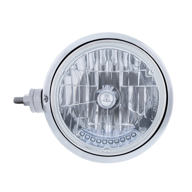 Chrome Guide 682-C Style Headlight Assembly W/Crystal Lens & 10 LEDs Position Light - L/H (Horizontal Mount)