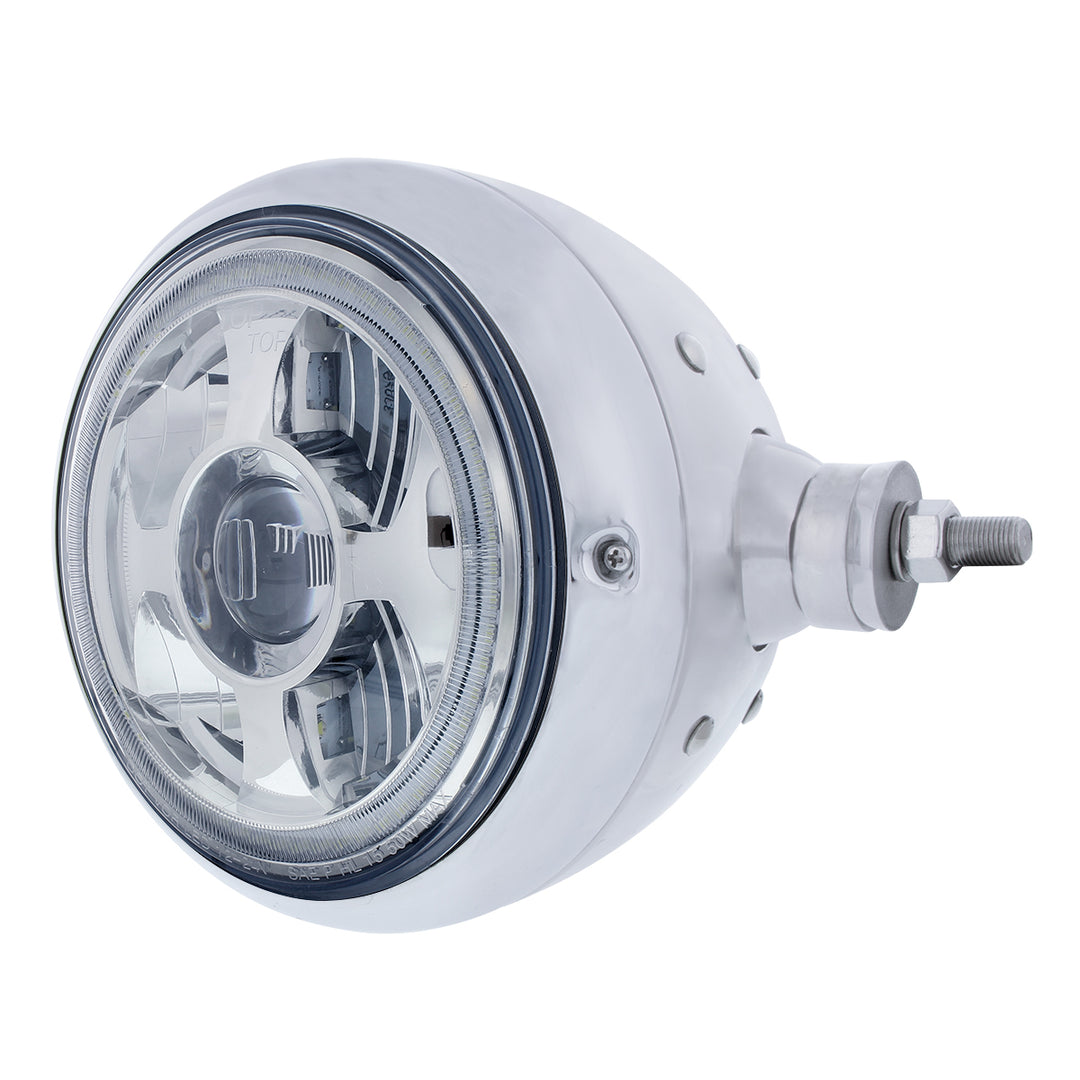 Chrome Guide 682-C Style Headlight Assembly W/LED Headlight &amp; Dual Color Position Light - R/H (Horizontal Mount)