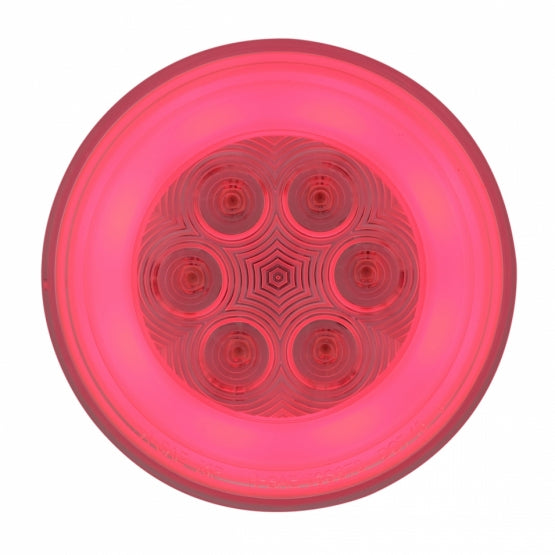 21 LED 4" Round GloLight (Stop, Turn &amp; Tail) - Red LED/Clear Lens