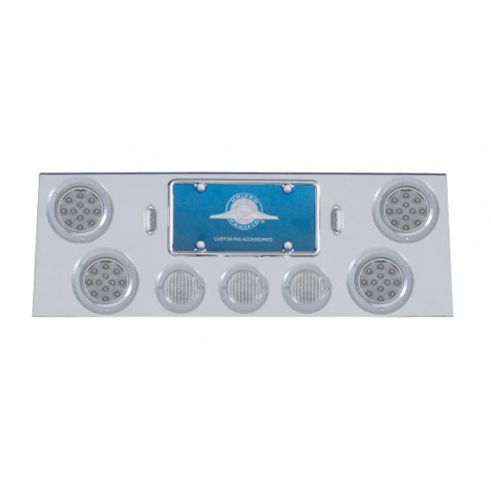 SS Rear Center Panel With 4X 12 LED 4" Reflector Light & 3X 13 LED 2-1/2" Light & Bezel -Red LED/Clear Lens