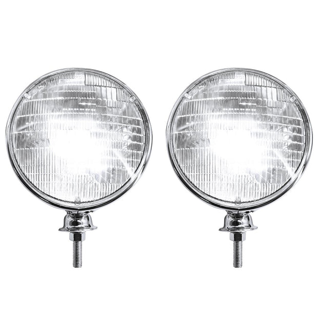 7" Chrome Dietz Style Headlight With 12 Volt 6014 Sealed Beam Bulb