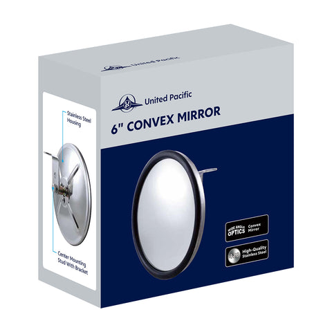 6" 430 Stainless Steel 320R Convex Mirror - Centered Mounting Stud