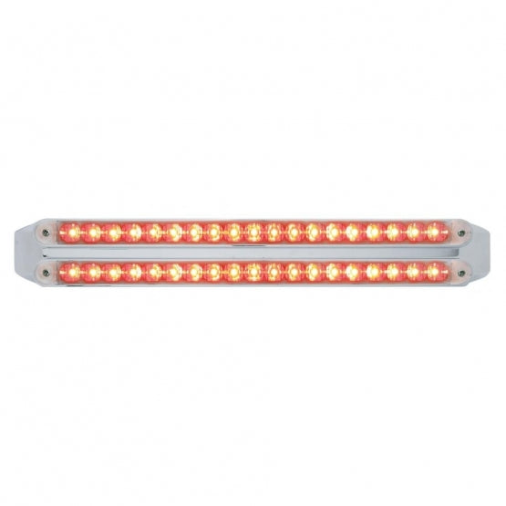 Dual 19 LED 12" Reflector Light Bars (Stop, Turn & Tail) - Red LED/Clear Lens