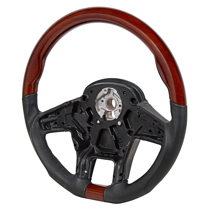 18" YourGrip Leather And Wood Steering Wheel For 2012-2021 Peterbilt 579 &amp; 2013-2021 Kenworth T680