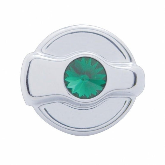 Chrome Plastic A/C Control Knob For 2005 &amp; Older Peterbilt- Green Crystal