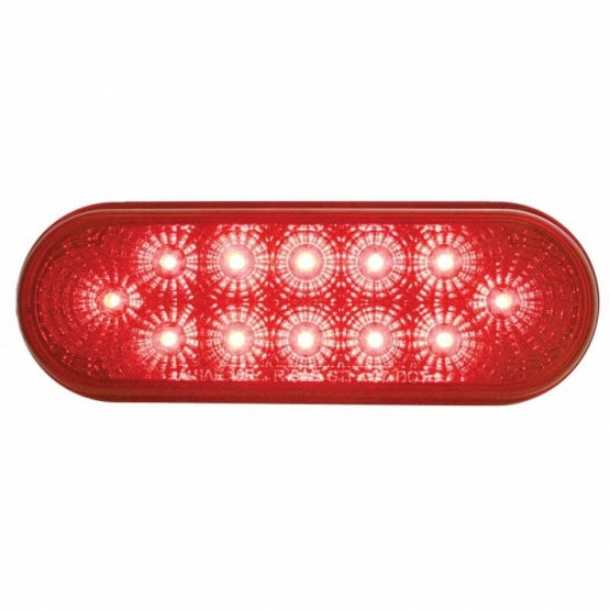 12 LED 6" Oval Reflector Light (Stop, Turn &amp; Tail) - Red LED/Red Lens