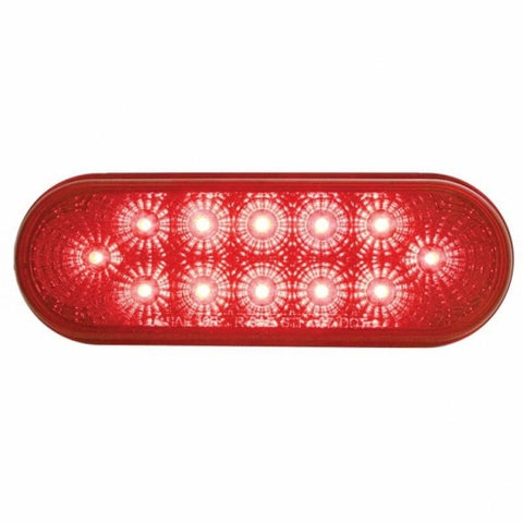 12 LED 6" Oval Reflector Light (Stop, Turn & Tail) - Red LED/Red Lens