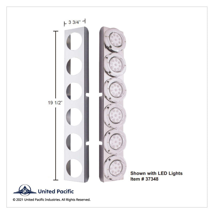 SS Rear Air Cleaner Bracket With 12X 9 LED 2" Reflector Lights &amp; Bezels For Peterbilt-Red LED/Clear Lens