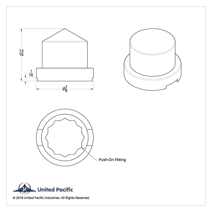 1/2" x 13/16" Chrome Plastic Pointed Nut Cover - Push-On