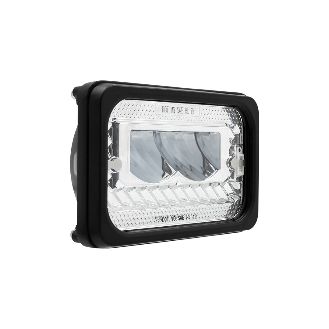 ULTRALIT - Heated 4" X 6" LED Headlight With Glass Lens &amp; Aluminum Housing - High Beam - Chrome