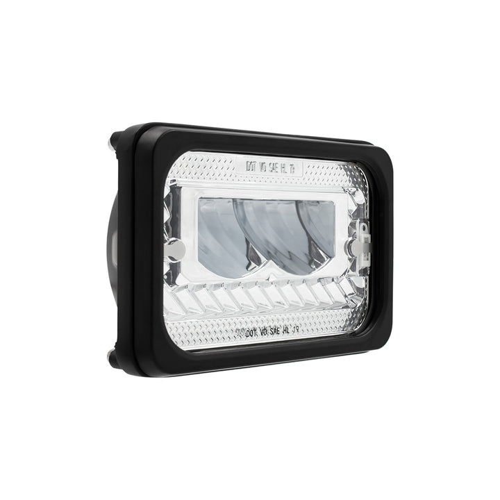 ULTRALIT - Heated 4" X 6" LED Headlight With Glass Lens &amp; Aluminum Housing - High Beam - Chrome
