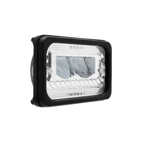 ULTRALIT - Heated 4" X 6" LED Headlight With Glass Lens & Aluminum Housing - High Beam - Chrome