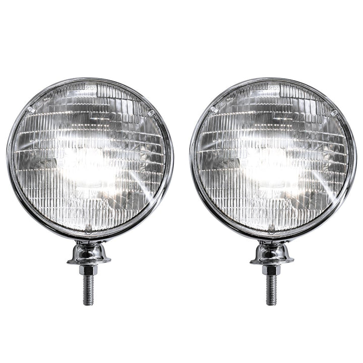 7" Chrome Dietz Style Headlight With 12 Volt 6014 Sealed Beam Bulb