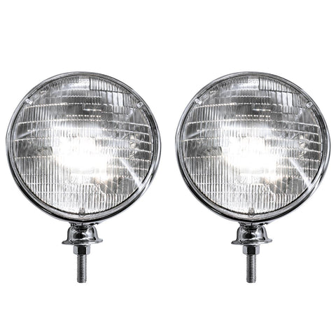 7" Chrome Dietz Style Headlight With 12 Volt 6014 Sealed Beam Bulb