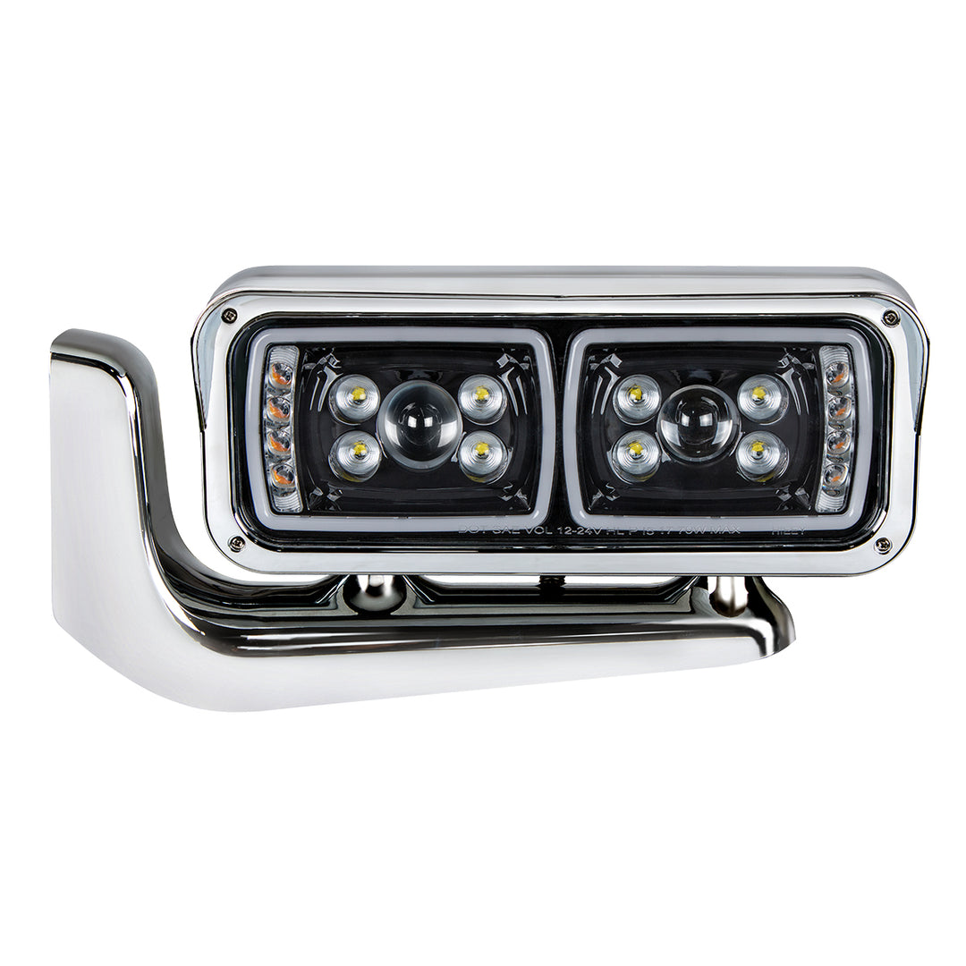 10 High Power LED "Blackout" Projection Headlight Assembly With Mounting Arm - Driver