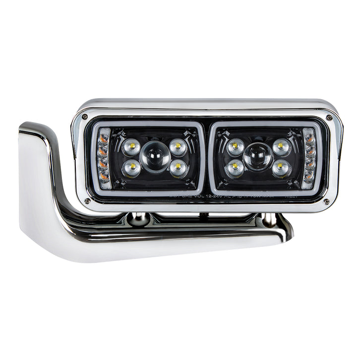 10 High Power LED "Blackout" Projection Headlight Assembly With Mounting Arm - Driver
