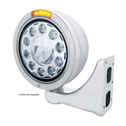 Stainless Bullet Classic Headlight 11 LED Bulb With Dual Mode LED Signal - Amber Lens
